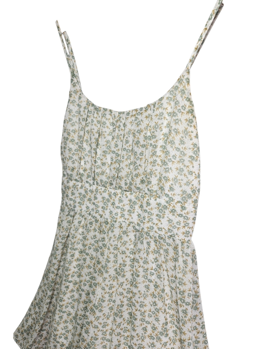 Papaya Floral Romper Dress Med Cottagecore Boho Sundress Sage Green Mini Flowy - Picture 3 of 13